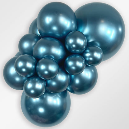 Sempertex Reflex Blue latex balloon color cluster showing the shade across multiple balloon sizes
