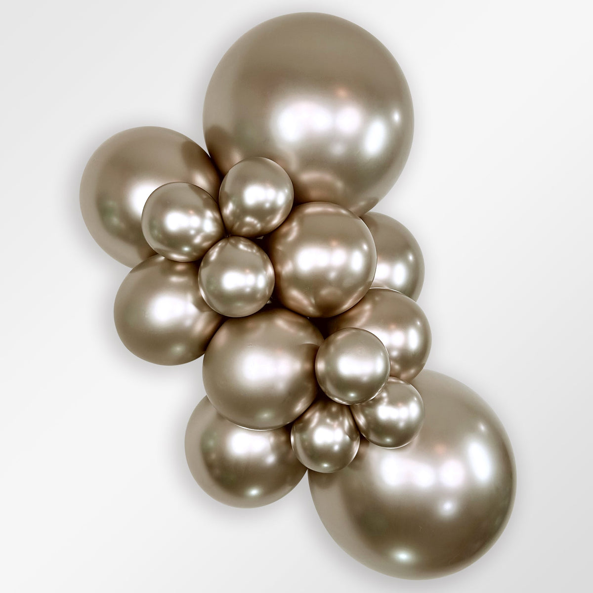 Sempertex Reflex Champagne latex balloon color cluster showing the shade across multiple balloon sizes
