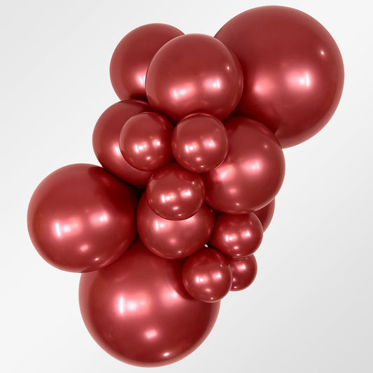Sempertex Reflex Crystal Red latex balloon color cluster showing the shade across multiple balloon sizes