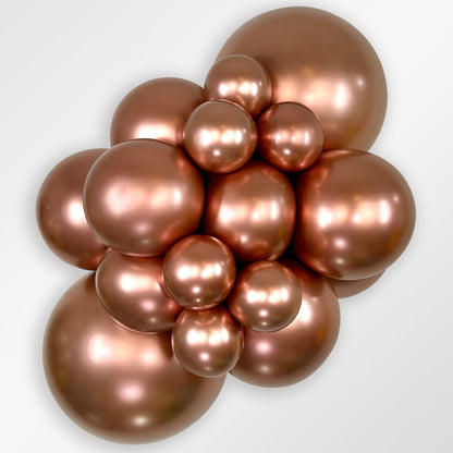 Sempertex Reflex Rose Gold latex balloon color cluster showing the shade across multiple balloon sizes