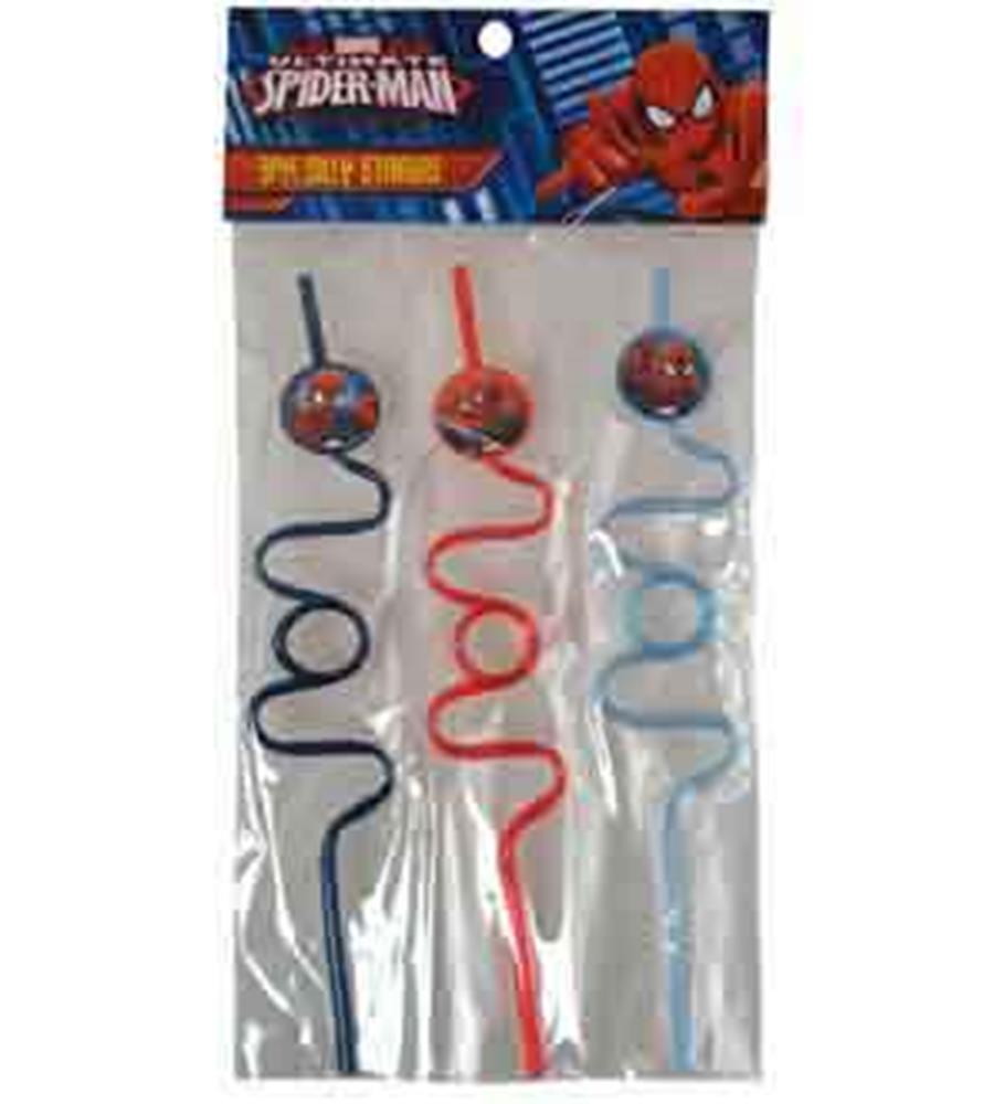 Pajitas retorcidas Spiderman 3Pk