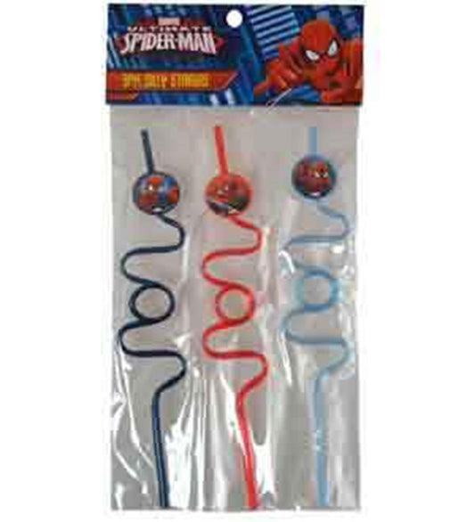 Pajitas retorcidas Spiderman 3Pk