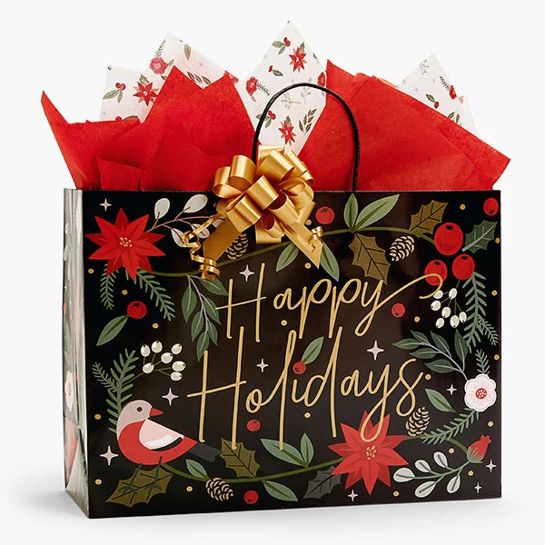 Christmas Holiday Botanicals X-Large Paper Gift Bag 1ct