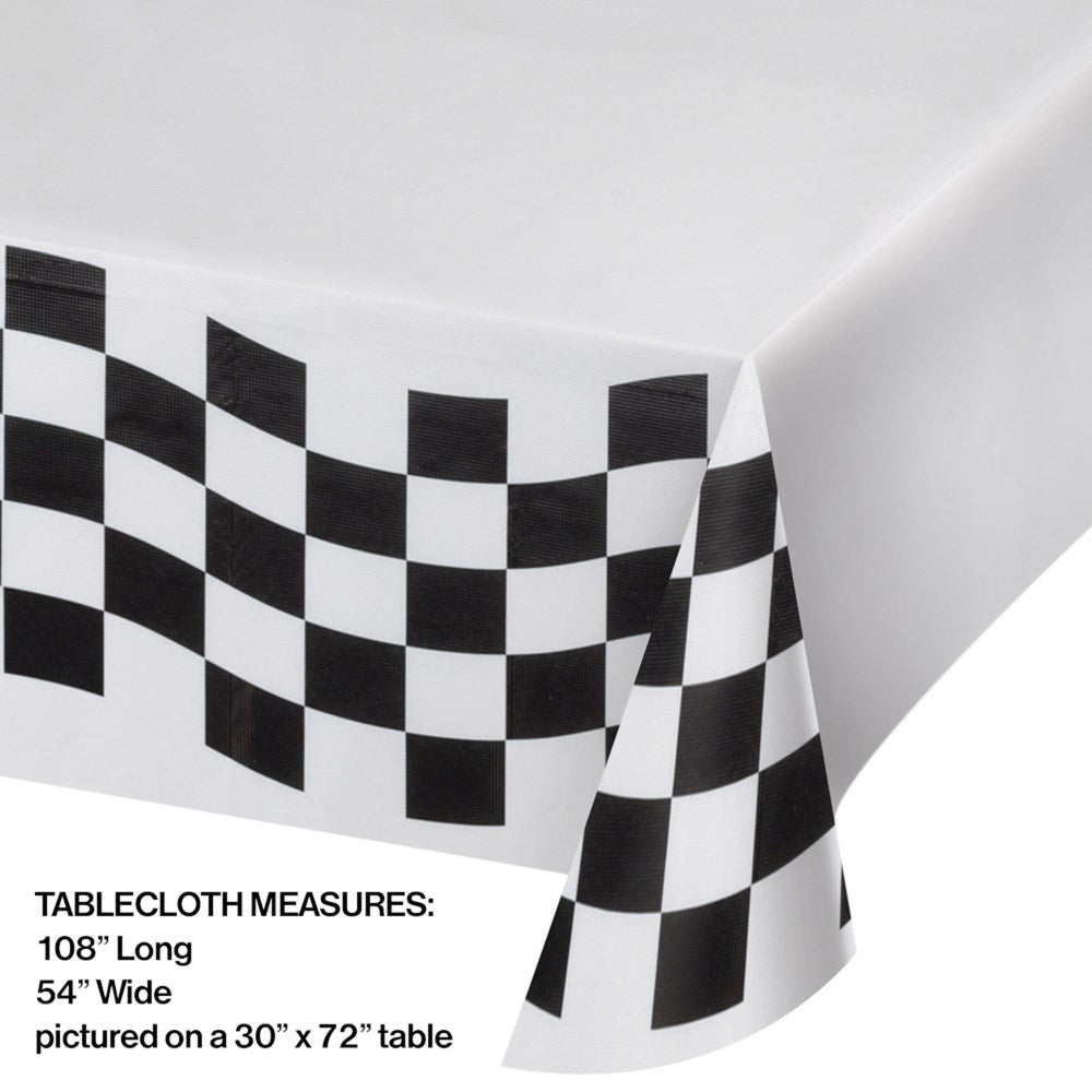 Black & White Check Tablecover Paper 54in x 102in 1ct