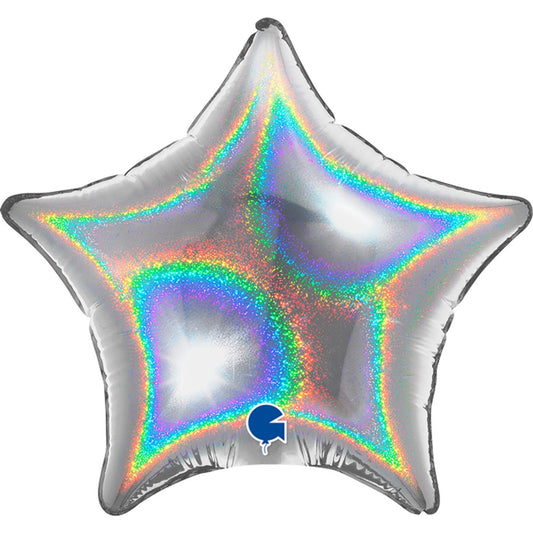 Estrella plateada holográfica con purpurina Grabo de 4 pulgadas