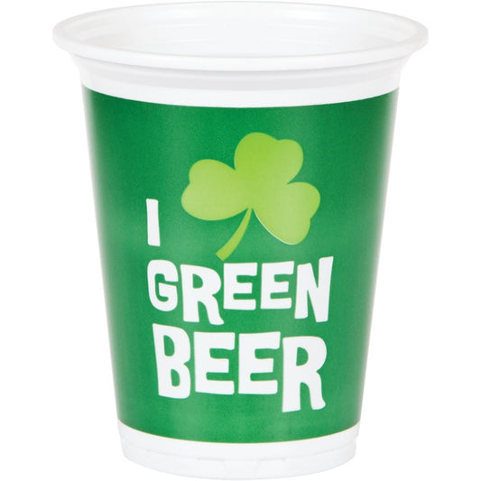 St Patricks Decor 16oz Green Beer Plastic Cup 8ct