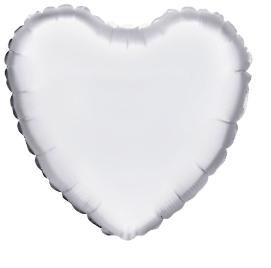 Betallic White Heart 18 inch Heart-Shaped Balloon 1ct