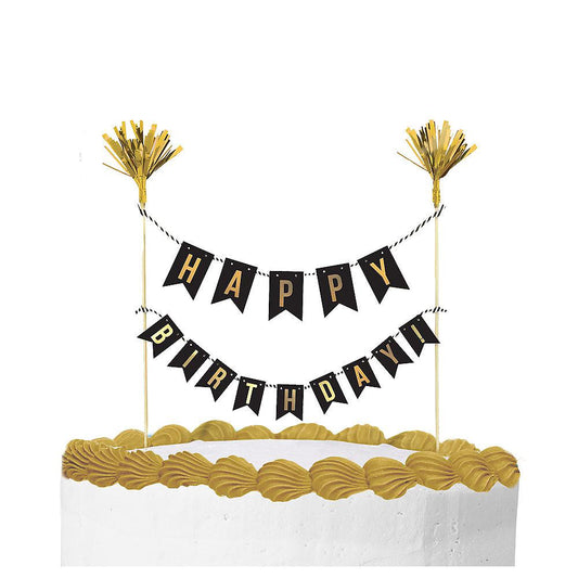 Púa de pastel de cumpleaños dorada