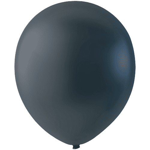 Midnight black 12-inch latex balloon inflated against white background.