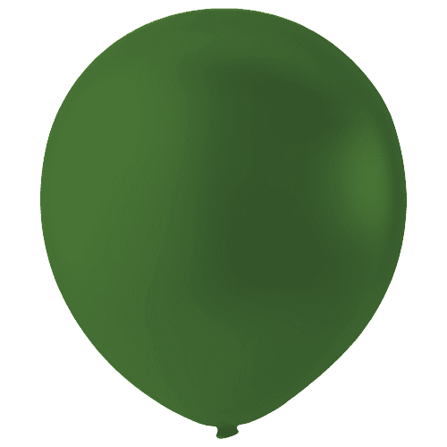 Round emerald green latex balloon inflated to 12 inches with a smooth surface.