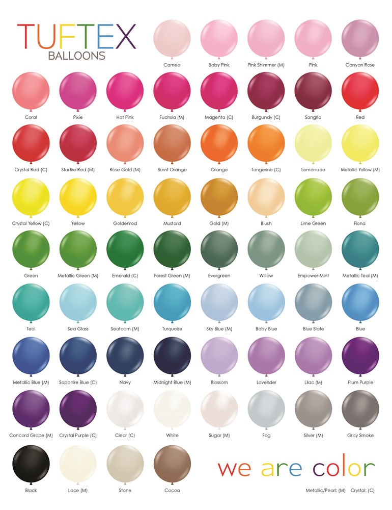Tuftex Pearlized Assorted 11 inch Latex Balloons 100ct