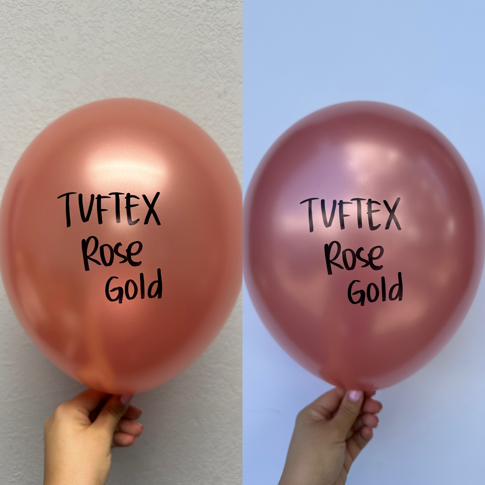 Globos de látex Tuftex metálicos de oro rosa de 11 pulgadas, 100 ct