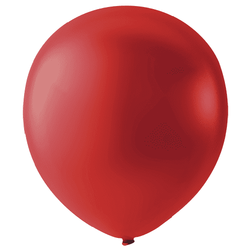 Pearl cherry red latex balloon, 12 inches, smooth shiny surface, classic round shape.
