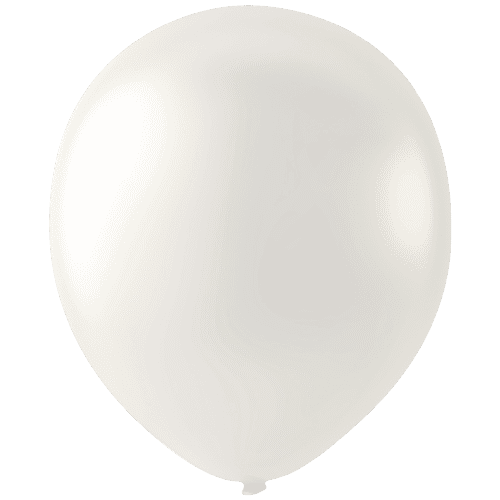 Pearlized white 12-inch round latex balloon with a smooth, shiny surface.