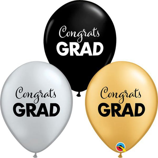 Globos de látex Qualatex Simply Congrats Graduation de 11 pulgadas, 50 ct.