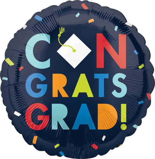Graduation Navy Class of Awesome 17in Foil Balloon FLAT