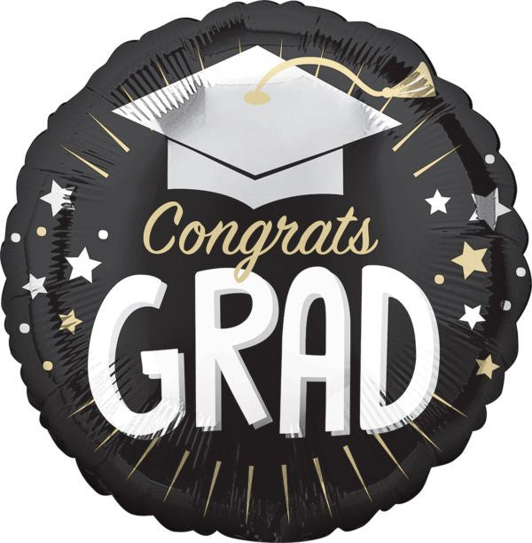 Anagram Congrats Grad Silver Cap 18in Foil Balloon FLAT