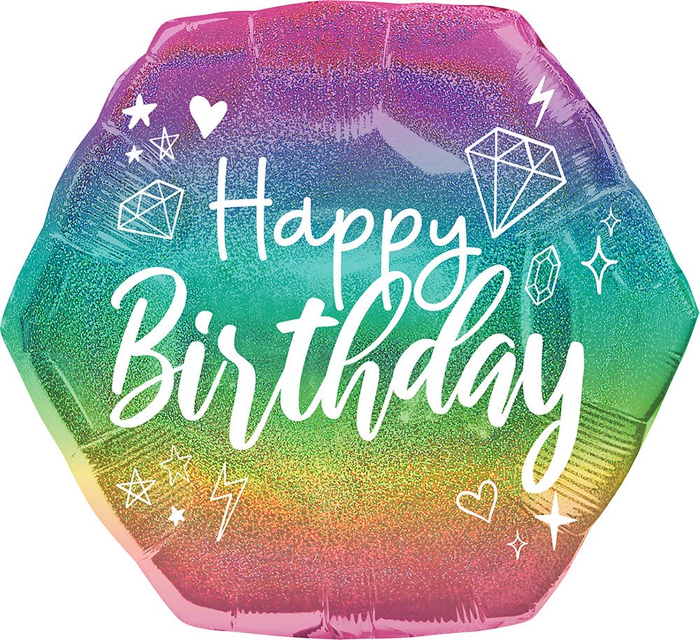 Anagrama Sparkle cumpleaños holográfico globo de aluminio de 23 pulgadas