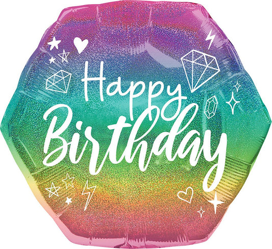 Anagram Sparkle Birthday Holographic 23in Foil Balloon
