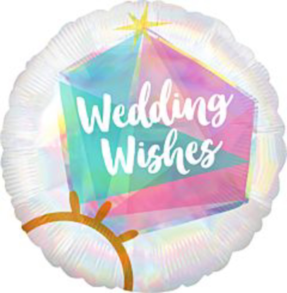 Anillo de boda iridiscente con anagrama Globo de aluminio de 18 pulgadas