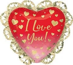 Anagram 23 inch I Love You Ombre and Gold Hearts Foil Balloon