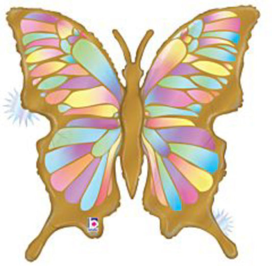 Opal Butterfly 33in Holographic Foil Balloon