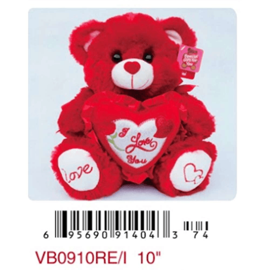 10in Red Bear I Love You - Toy World Inc