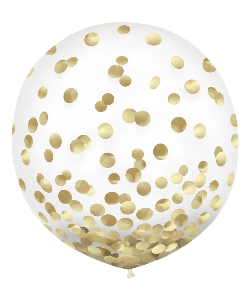 Gold Confetti Foil 24in Latex Balloon 2ct