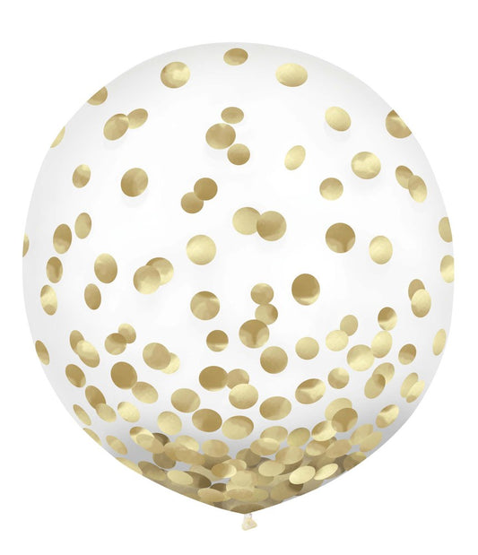 Gold Confetti Foil 24in Latex Balloon 2ct