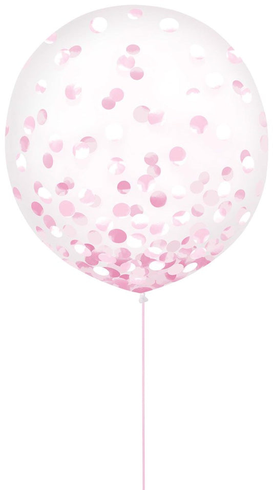 New Pink Foil Confetti 24in Latex Balloon 2ct