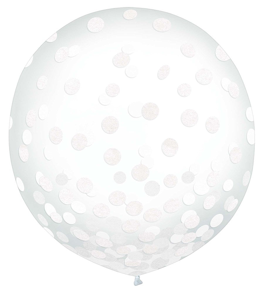 Latex Balloon 24in White Tissue Confetti 2ct