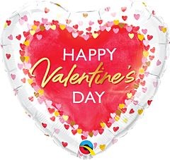 Qualatex Día de San Valentín Corazones de acuarela Globo de aluminio de 18 pulgadas