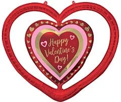 Anagram 39 inch Happy Valentines Day Golden Hearts Open Heart Jumbo Foil Balloon