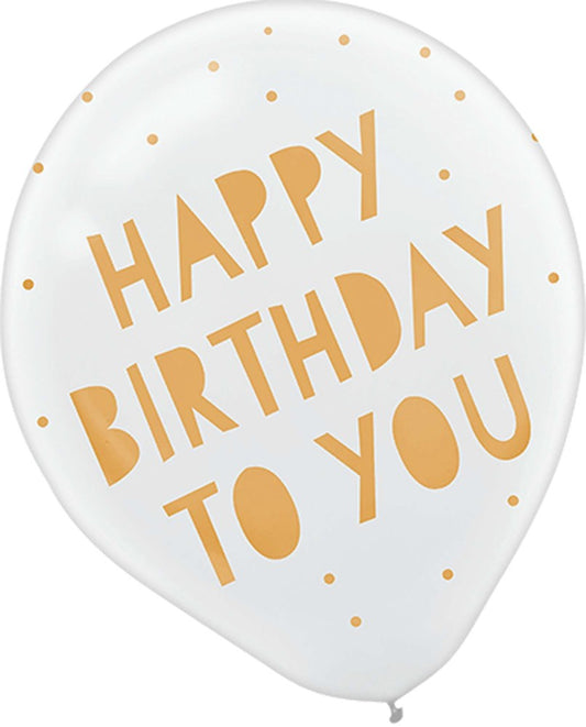 Black Happy Birthday Latex Balloon 12in 100ct