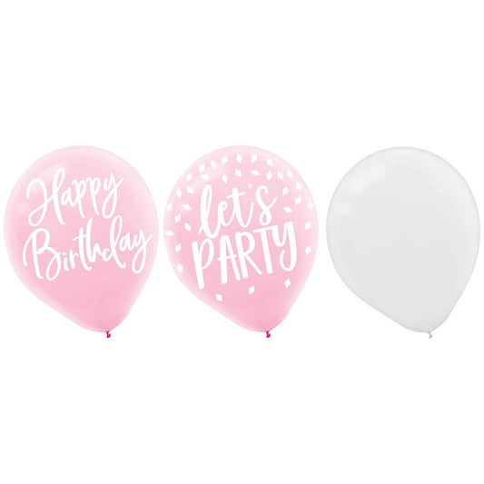 Blush Birthday Latex Balloons