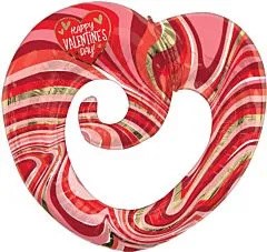 Anagram 30 inch Happy Valentines Day Marble Twisty Heart Foil Balloon