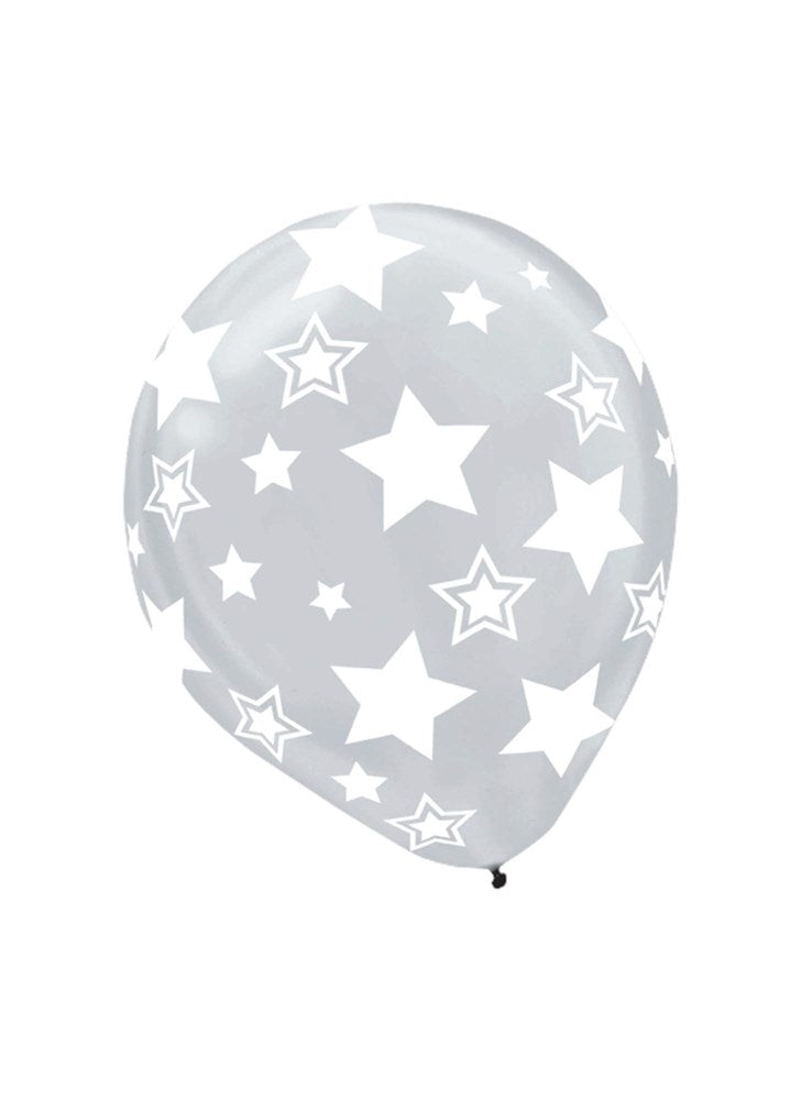 Balloon Print Latex Stars Black-Gold-Silver