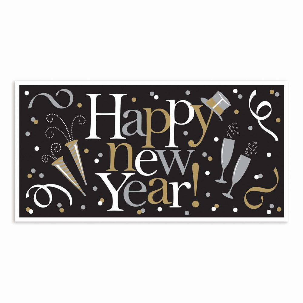 Happy New Year Large Horizontal Banner Plastic 5.5ft x 33.5in
