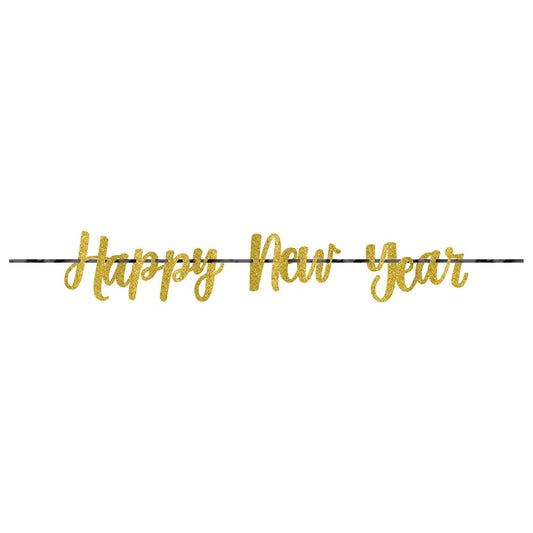 New Years Ribbon Letter Banner - Gold 1ct