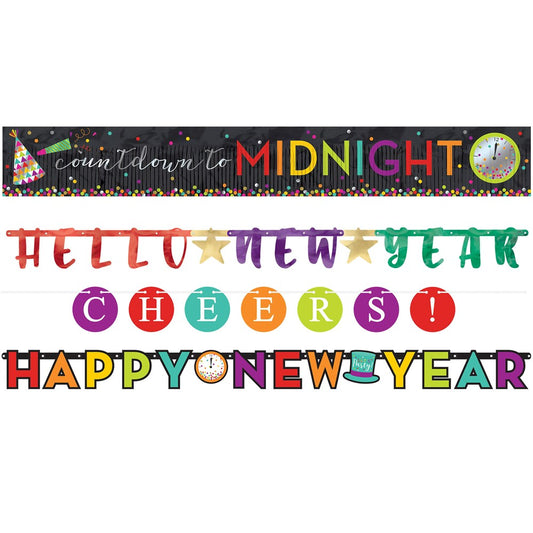 Happy New Year Letter Banners - Jewel Tone 4 ct