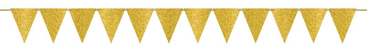 Mini Paper Pennant Banner Sparkle Gold 1ct
