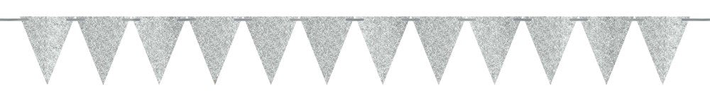Mini Paper Pennant Banner Sparkle Silver 1ct