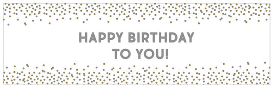 Birthday Accessories Silver and Gold Giant Customizable Banner