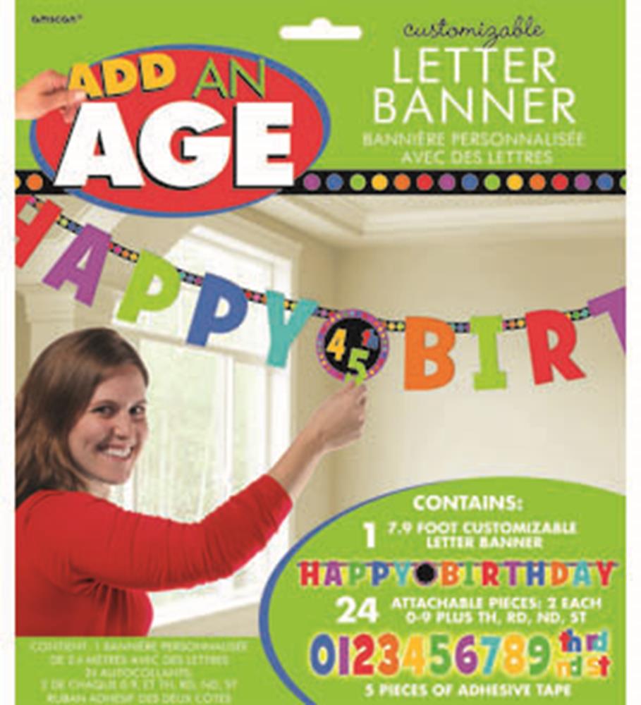 Dots and Stripes Add Age Bday Banner
