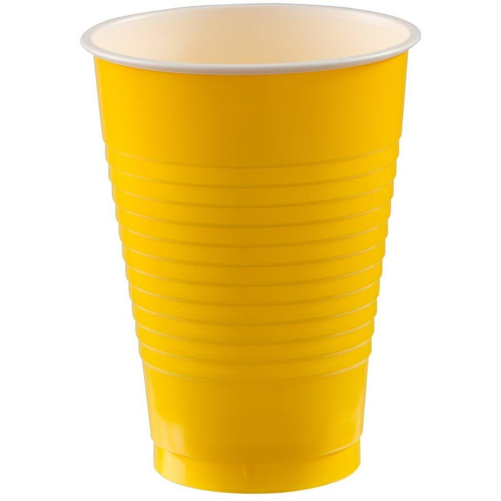 12oz Plastic Cup 50ct Yellow Sunshine - Toy World Inc