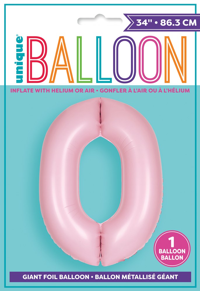 Jumbo Foil Number Balloon 34 inch Matte Pastel Pink 0