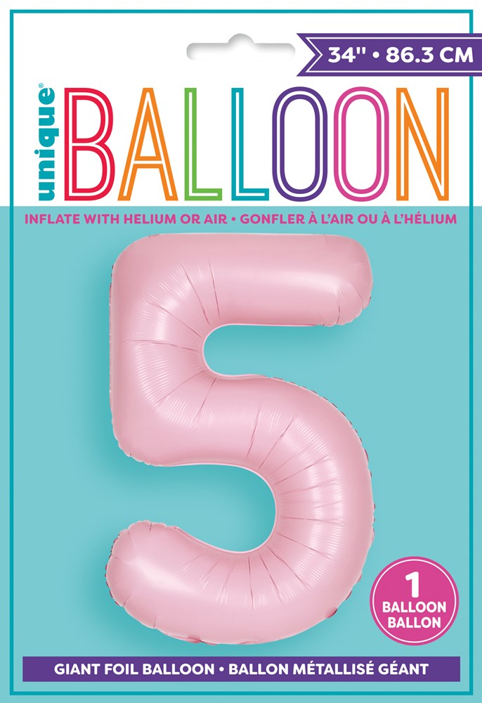 Jumbo Foil Number Balloon 34 inch Matte Pastel Pink 5