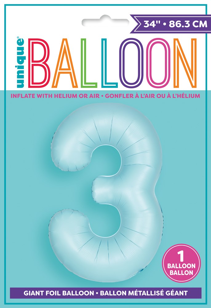 Jumbo Foil Number Balloon 34in Matte Pastel Blue 3