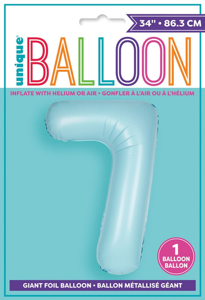 Jumbo Foil Number Balloon 34in Matte Pastel Blue 7