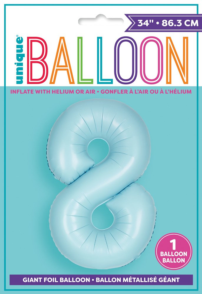Jumbo Foil Number Balloon 34in Matte Pastel Blue 8